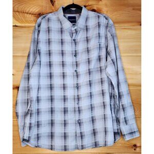 Tommy Bahama Mens Gray Plaid Long Sleeve Pocket Button Front Shirt Size X Large